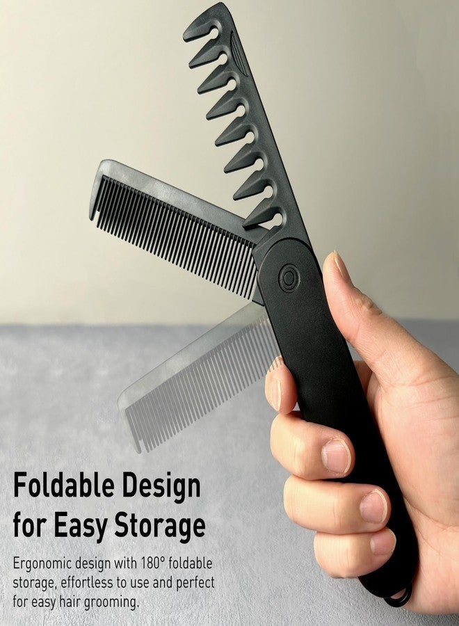 Zoolinn 2-in-1 Men's Protable Folding Pocket Comb - Black, Fine & Wide Tooth Comb for Hair and Beard Grooming - Image 4